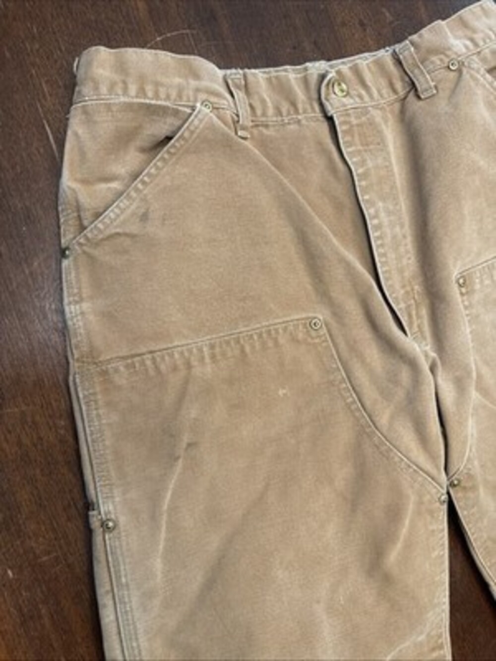 Vintage 90s Carhartt Double Knee Duck Canvas Work Pants Tan 36 X 32 - Picture 2 of 16